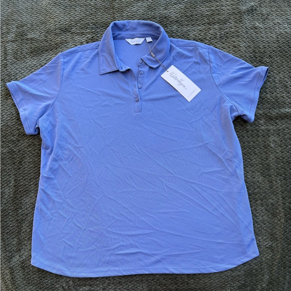 Walter Hagen Clubhouse Pique Short-Sleeve Polo - Mid Blue
